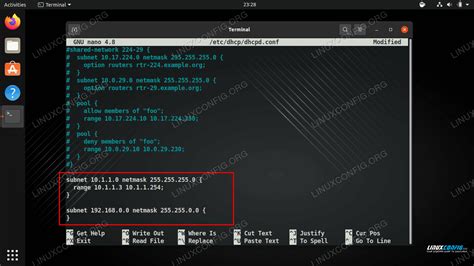 dhcp server configuration in linux